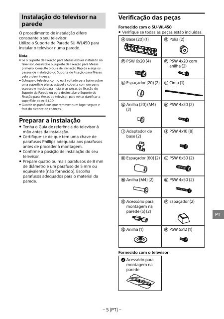 Sony KDL-55W829B - KDL-55W829B Informations d'installation du support de fixation murale Allemand