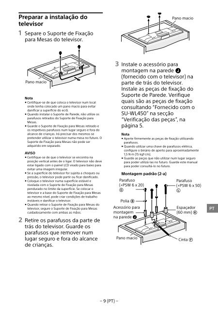 Sony KDL-55W829B - KDL-55W829B Informations d'installation du support de fixation murale Allemand