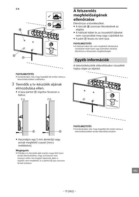 Sony KDL-55W829B - KDL-55W829B Informations d'installation du support de fixation murale Letton