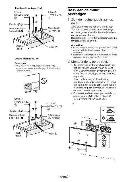 Sony KDL-55W829B - KDL-55W829B Informations d'installation du support de fixation murale Letton