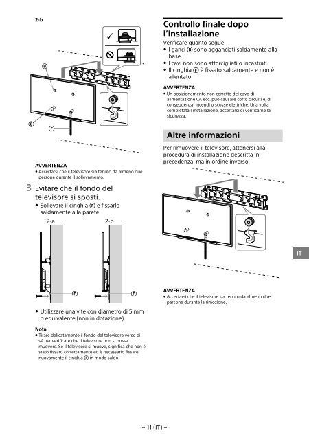 Sony KDL-55W829B - KDL-55W829B Informations d'installation du support de fixation murale Letton