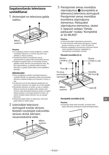 Sony KDL-55W829B - KDL-55W829B Informations d'installation du support de fixation murale N&eacute;erlandais