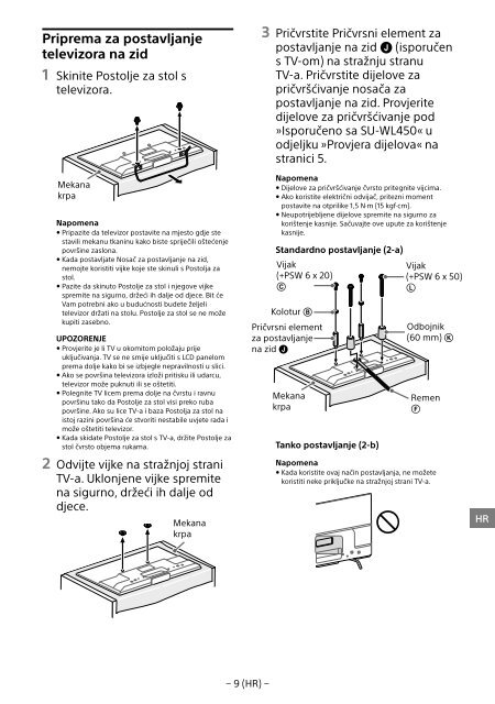 Sony KDL-55W829B - KDL-55W829B Informations d'installation du support de fixation murale N&eacute;erlandais