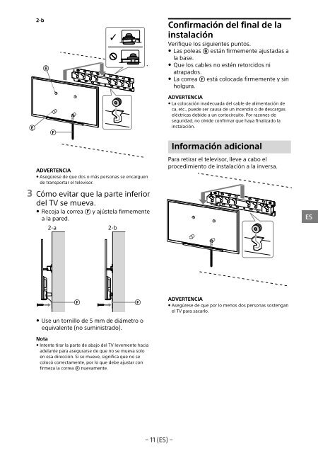 Sony KDL-55W829B - KDL-55W829B Informations d'installation du support de fixation murale N&eacute;erlandais