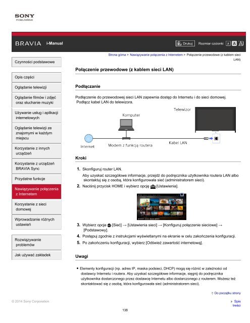 Sony KDL-55W829B - KDL-55W829B Manuel d'aide (version imprimable) Polonais