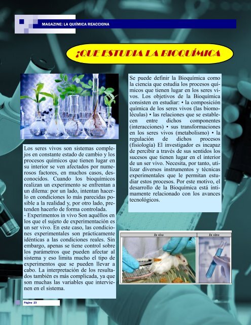 MAGAZINE-LA QUIMICA REACCIONA