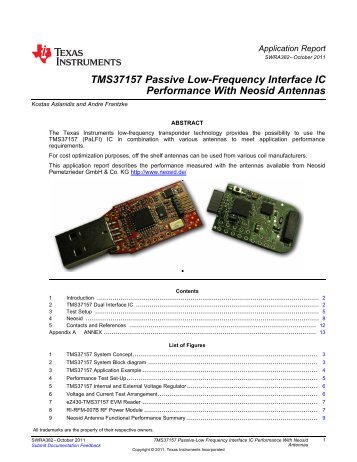 TMS37157 Passive Low-Frequency Interface IC Performance With ...