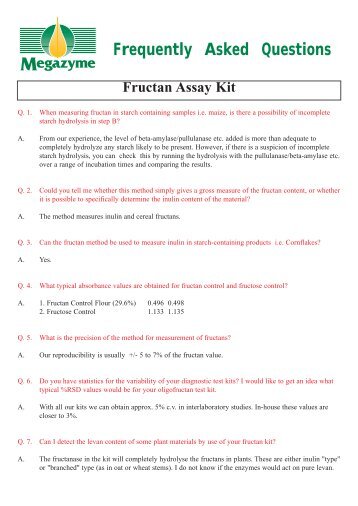 Frequently Asked Questions Fructan Assay Kit - Megazyme
