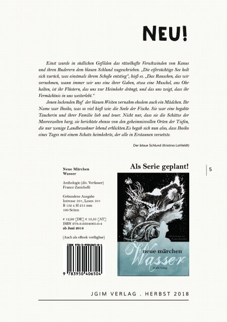 JGIM Verlag . Verlagsvorschau Herbst 2018