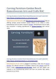 Carving Furniture Garden Bench Rameshwaram Arts and Crafts RAC
