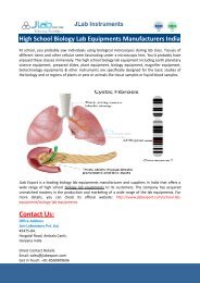 High School Biology Lab Equipments Manufacturers India- Jlabexport