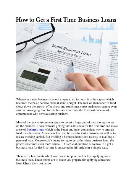 How To Get A First Time Business Loans