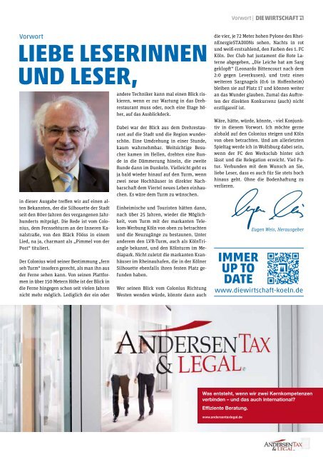 Die Wirtschaft Köln - Ausgabe 02 / 2018