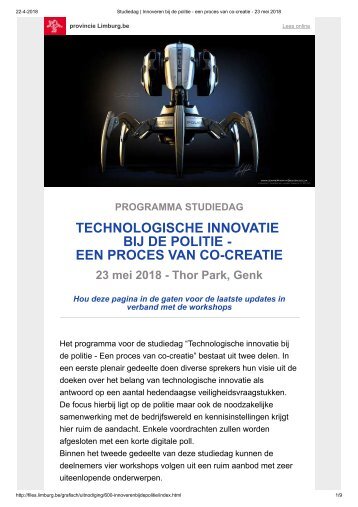 Studiedag _ Innoveren bij de politie - een proces van co-creatie - 23 mei 2018