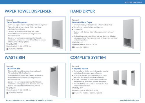 Dudley Industries Range Brochure