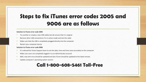 Call 1-800-608-5461|How To Fix iTunes Error Codes 2005 And 9006?