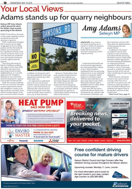 Selwyn Times: May 16, 2018