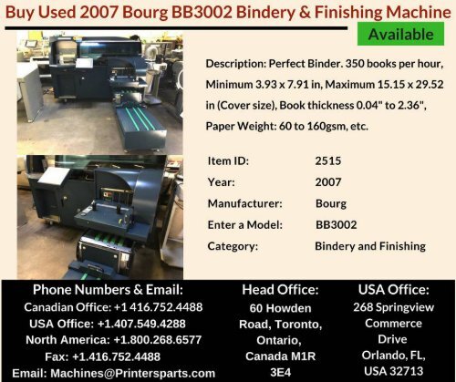 Buy Used 2007 Bourg BB3002 Bindery and Finishing Machine