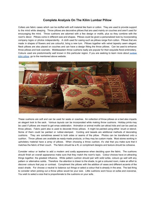 Complete Analysis On The Kilim Lumbar Pillow