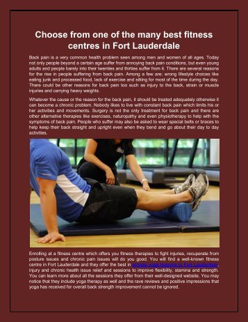 Choose from one of the many best fitness centres in Fort Lauderdale