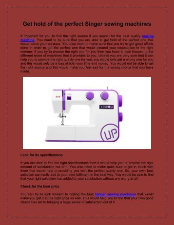 Get hold of the perfect Singer sewing machines