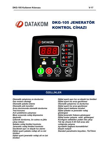 Datakom DKG-105 Kullanım Jeneratör Kontrol Cihazı Klavuzu
