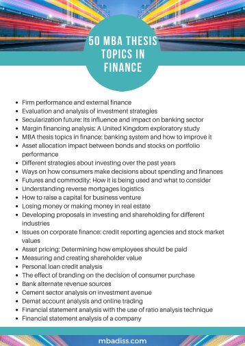 MBA Thesis Topics in Finance