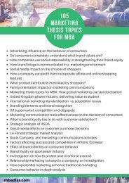 Marketing Thesis Topics for MBA
