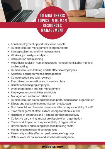 MBA Thesis Topics in Human Resources Management