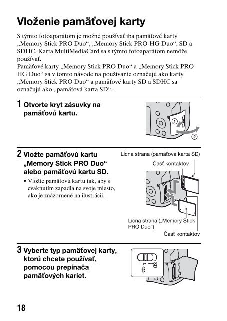 Sony DSLR-A450Y - DSLR-A450Y Consignes d&rsquo;utilisation Slovaque