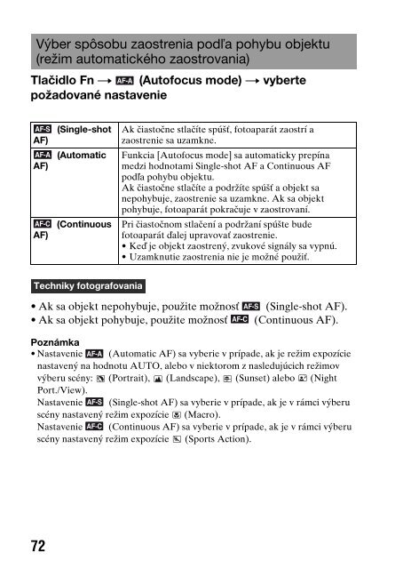 Sony DSLR-A450Y - DSLR-A450Y Consignes d&rsquo;utilisation Slovaque