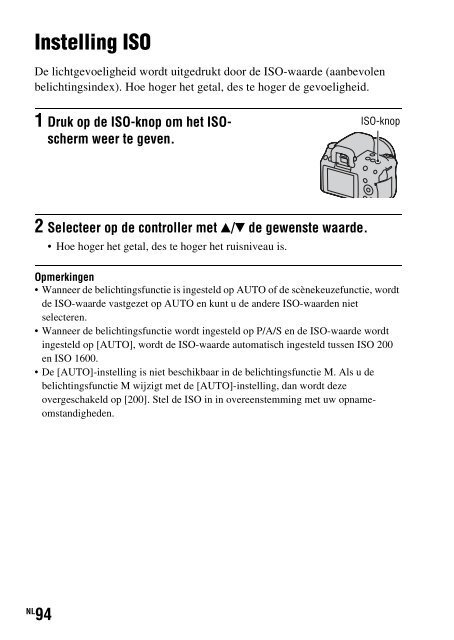 Sony DSLR-A450Y - DSLR-A450Y Consignes d&rsquo;utilisation N&eacute;erlandais