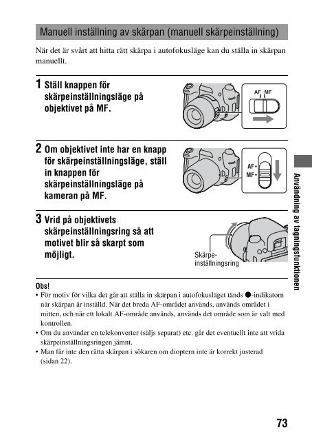 Sony DSLR-A450Y - DSLR-A450Y Consignes d&rsquo;utilisation Su&eacute;dois