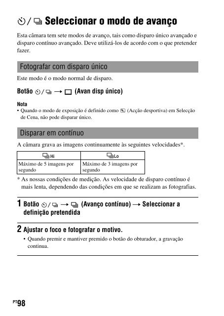 Sony DSLR-A450Y - DSLR-A450Y Consignes d&rsquo;utilisation Portugais