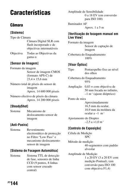 Sony DSLR-A450Y - DSLR-A450Y Consignes d&rsquo;utilisation Portugais