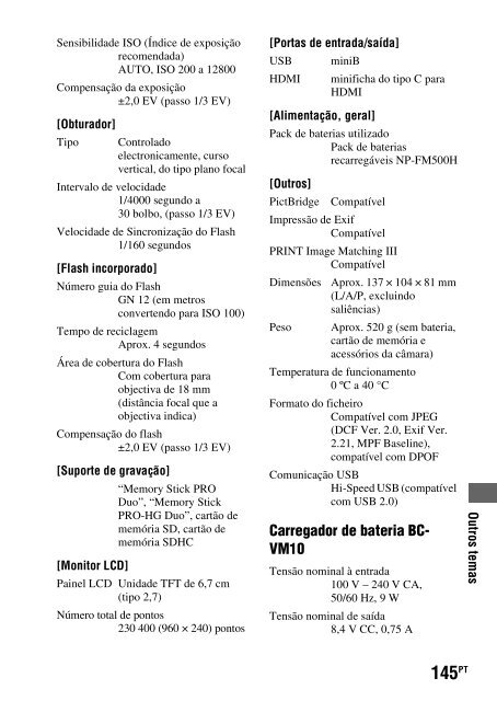 Sony DSLR-A450Y - DSLR-A450Y Consignes d&rsquo;utilisation Portugais