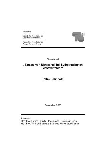 „Einsatz von Ultraschall bei hydrostatischen Messverfahren“ Petra ...
