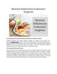 Nutrient Deficiencies in Bariatric Surgeries