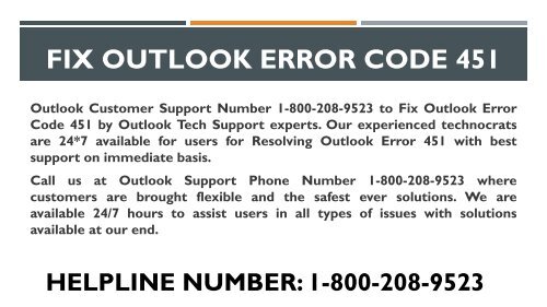 1-800-208-9523 Fix Outlook Error Code 451