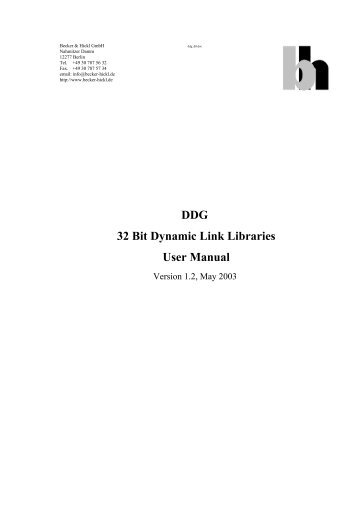 DDG 32 Bit Dynamic Link Libraries User Manual - Becker & Hickl ...