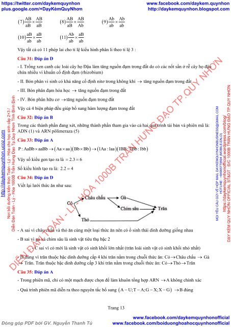 BỘ ĐỀ THI THỬ THPT MÔN SINH 2018 - 14 ĐỀ MEGABOOK - CÓ LỜI GIẢI CHI TIẾT