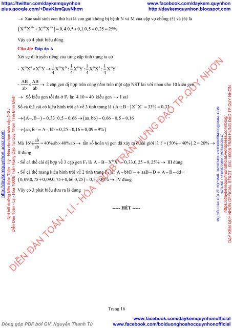 BỘ ĐỀ THI THỬ THPT MÔN SINH 2018 - 14 ĐỀ MEGABOOK - CÓ LỜI GIẢI CHI TIẾT