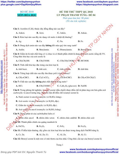 Bộ đề thi thử THPT QG 2018 Các môn TOÁN - LÍ - HÓA Các trường THPT Cả nước CÓ HƯỚNG DẪN GIẢI (Lần 24) [DC16052018]