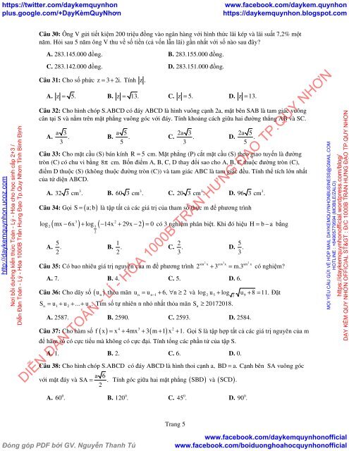 Bộ đề thi thử THPT QG 2018 Các môn TOÁN - LÍ - HÓA Các trường THPT Cả nước CÓ HƯỚNG DẪN GIẢI (Lần 24) [DC16052018]