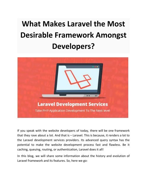 What Makes Laravel the Most Desirable Framework Amongst Developers