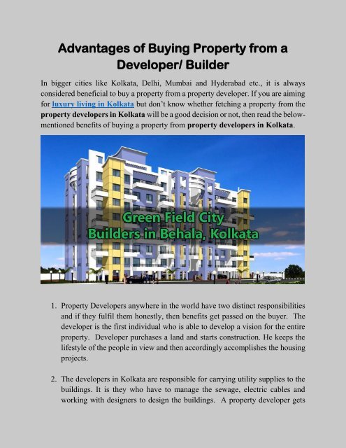 Advantages of Buying Property from a Developer Builder