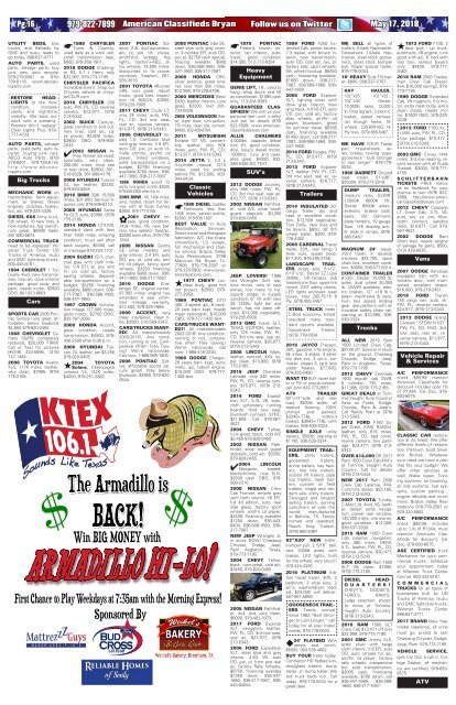 American Classifieds/Thrifty Nickel May 17th Edition Bryan/College Station