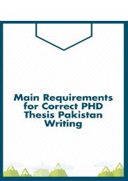 Main Requirements for Correct PHD Thesis Pakistan Writing