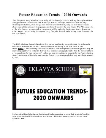 Future Education Trends – 2020 Onwards