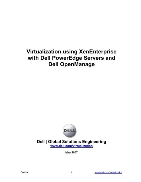 Virtualization using XenEnterprise with Dell PowerEdge Servers and ...